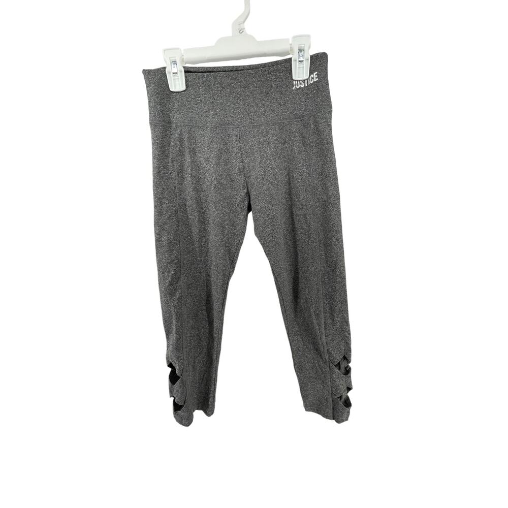 Justice Active Girls Gray Strappy Cropped Leggings Youth Size 14/16